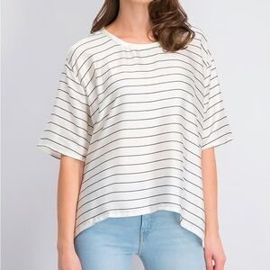 Mango black and white striped blouse